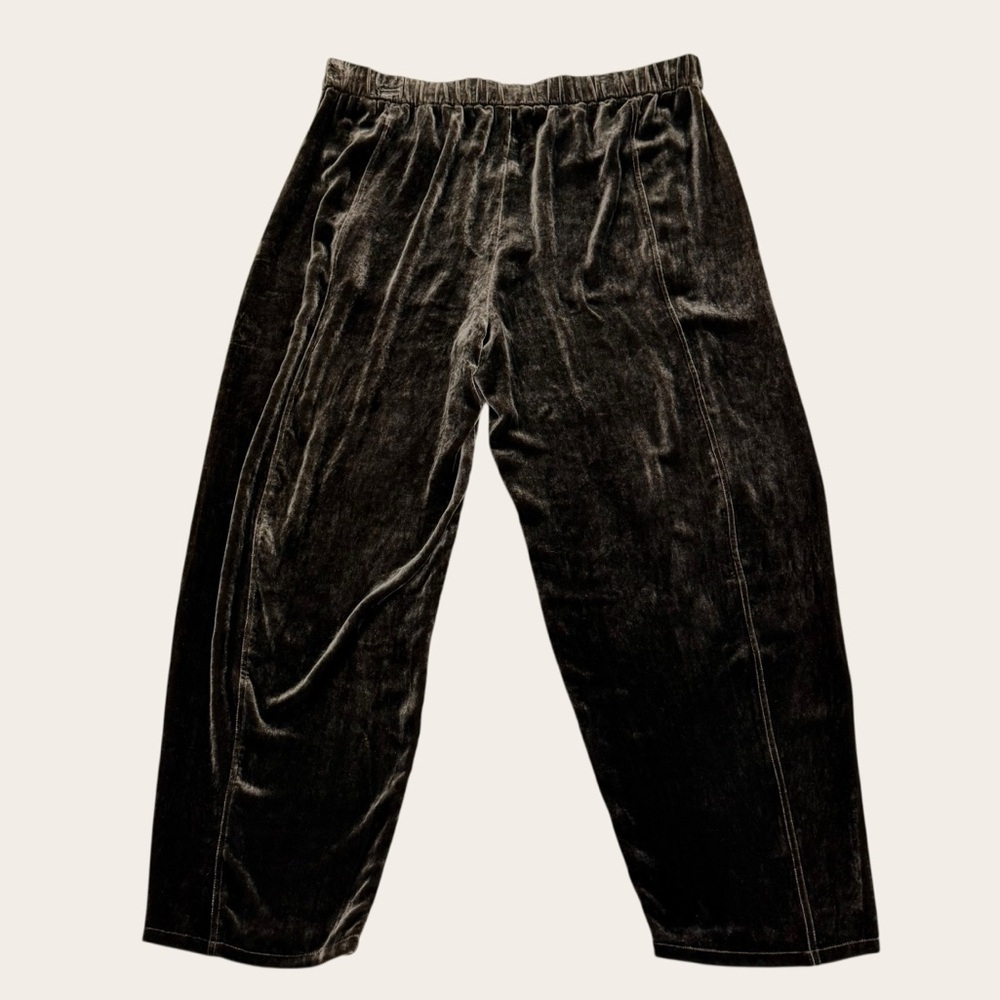 EILEEN FISHER Velvet Lantern Tapered Ankle Pants Wren Chocolate Brown NWT $288